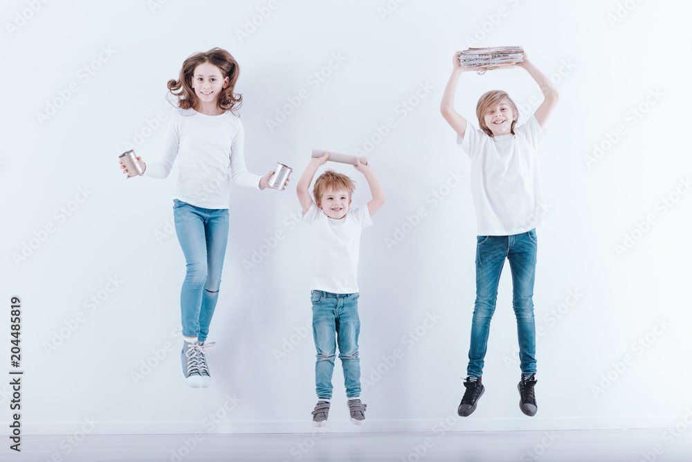 Fototapeta premium Group of jumping children