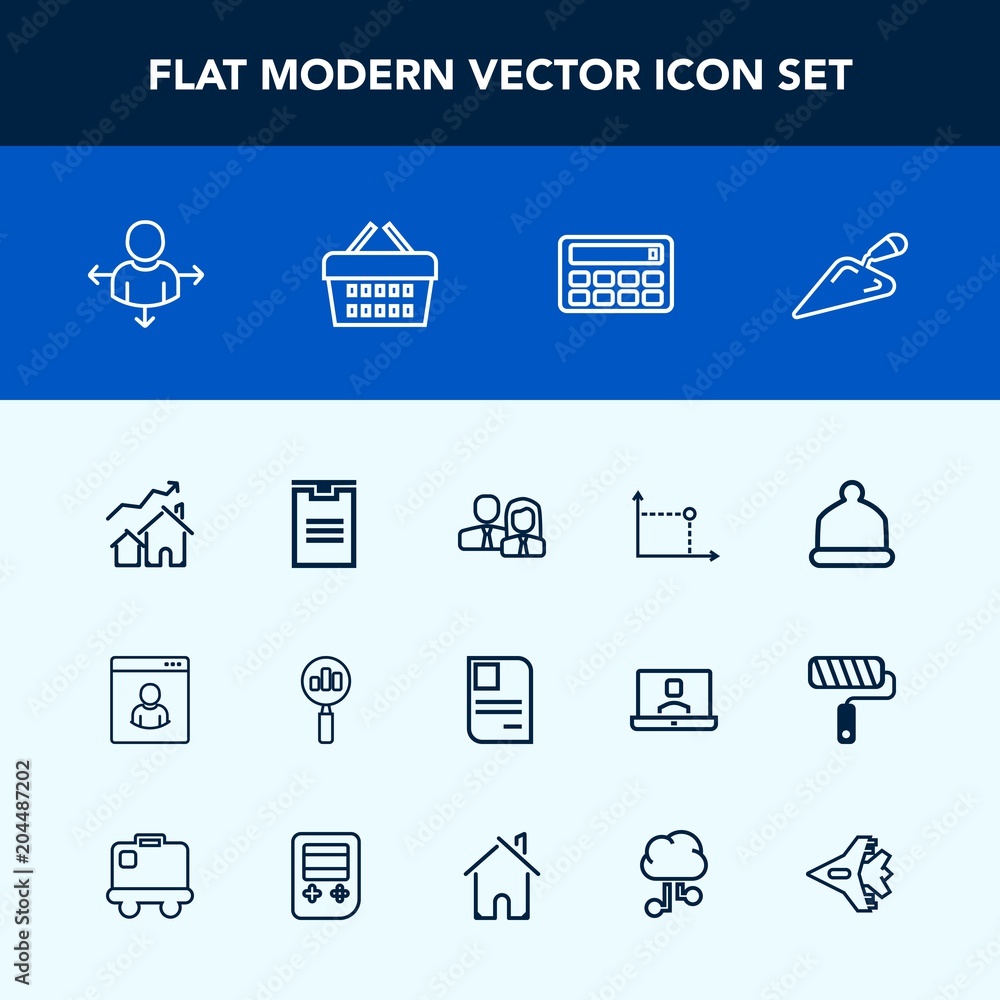 Modern, simple vector icon set with worker, increase, business, shop, shovel, store, male, identity, direction, basket, profile, construction, card, team, jetliner, place, search, package, find icons Modern, simple vector icon set with worker, increase, business, shop, shovel, store, male, identity, direction, basket, profile, construction, card, team, jetliner, place, search, package, find icons