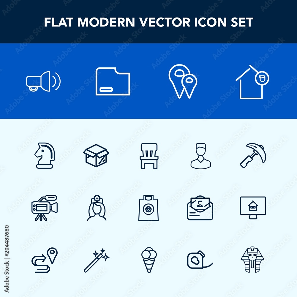 Modern, simple vector icon set with healthcare, strategy, profile, care, equipment, pin, communication, construction, doctor, video, owner, gift, human, microphone, cardboard, crane, fashion icons Modern, simple vector icon set with healthcare, strategy, profile, care, equipment, pin, communication, construction, doctor, video, owner, gift, human, microphone, cardboard, crane, fashion icons