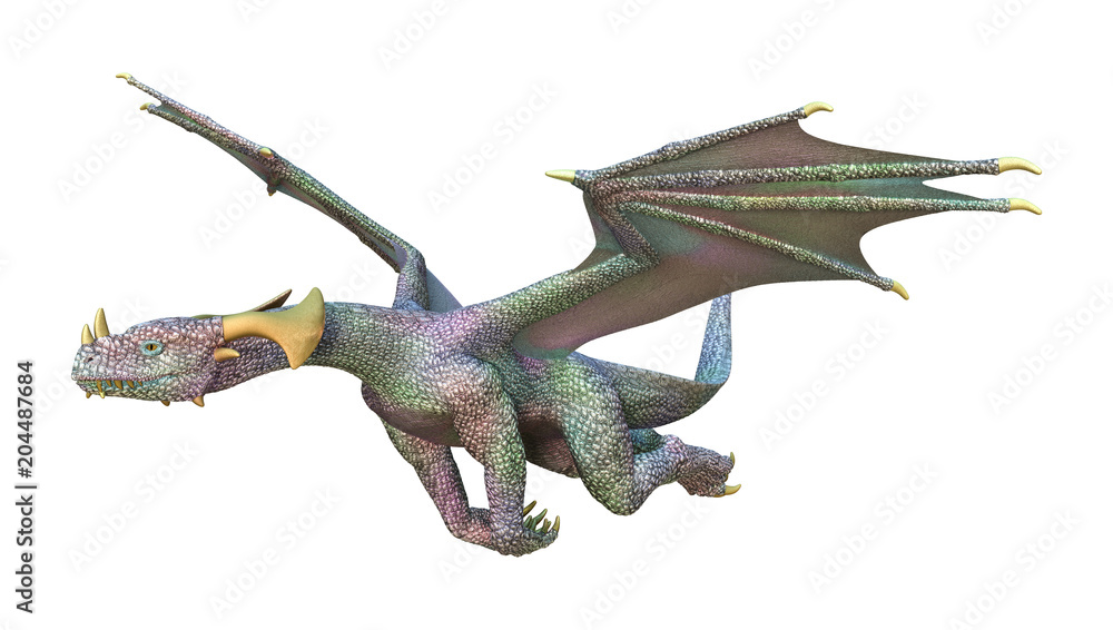 3D Rendering Fairy Tale Dragon on White 3D Rendering Fairy Tale Dragon on White