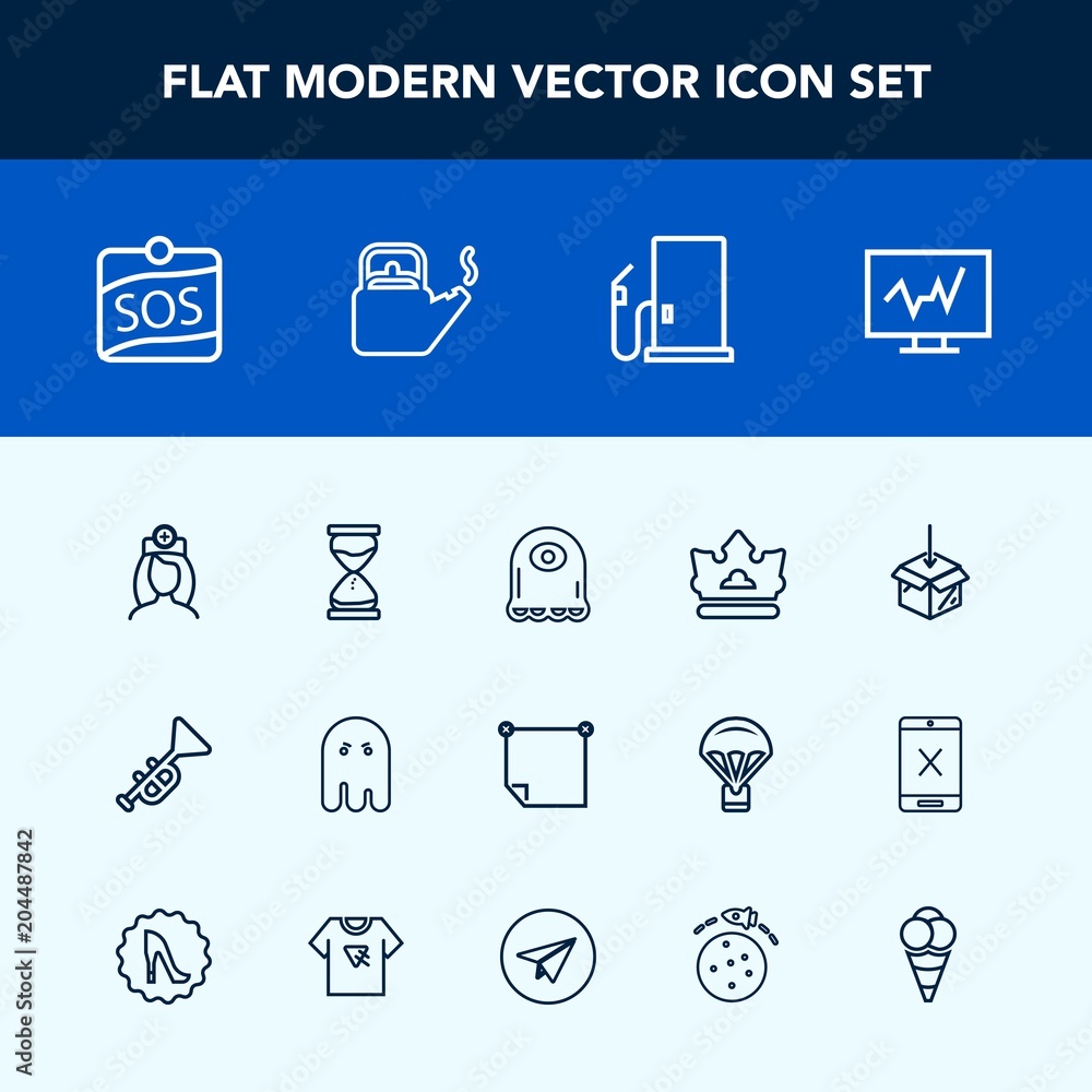 Modern, simple vector icon set with trumpet, gas, stick, monster, petrol, note, healthcare, cartoon, office, king, package, musical, diagnostic, web, time, medicine, crown, fuel, technology, sos icons Modern, simple vector icon set with trumpet, gas, stick, monster, petrol, note, healthcare, cartoon, office, king, package, musical, diagnostic, web, time, medicine, crown, fuel, technology, sos icons