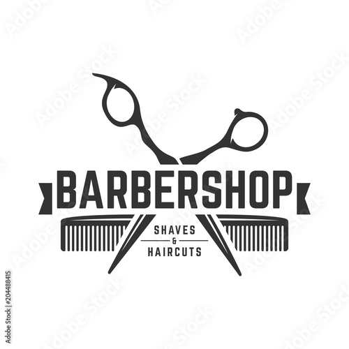 Barbershop vintage Logo template on isolated white background