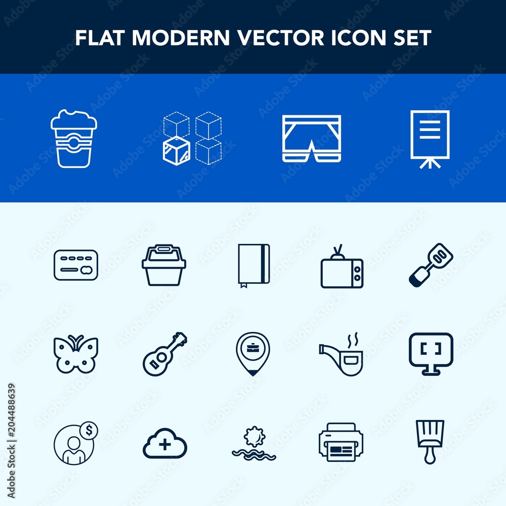 Modern, simple vector icon set with tool, work, card, page, bank, coffee, meeting, job, guitar, people, screen, musical, tv, white, store, kitchen, money, wing, wear, spatula, fashion, video icons Modern, simple vector icon set with tool, work, card, page, bank, coffee, meeting, job, guitar, people, screen, musical, tv, white, store, kitchen, money, wing, wear, spatula, fashion, video icons