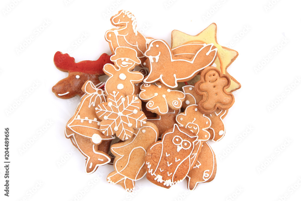 christmas cookies and gingerbread isolated