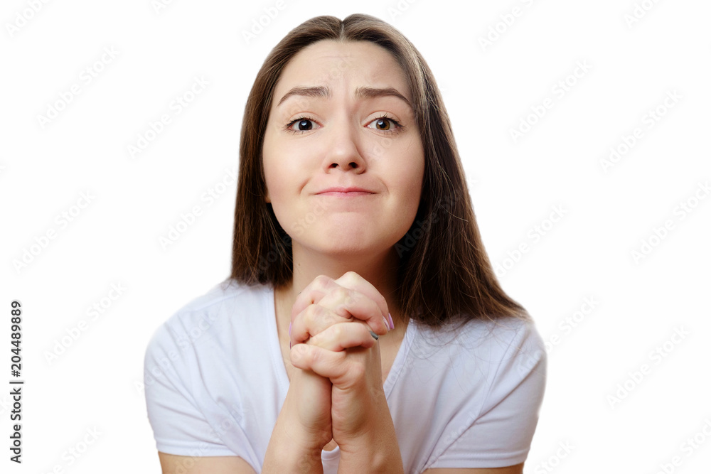 young woman asking for something young woman asking for something