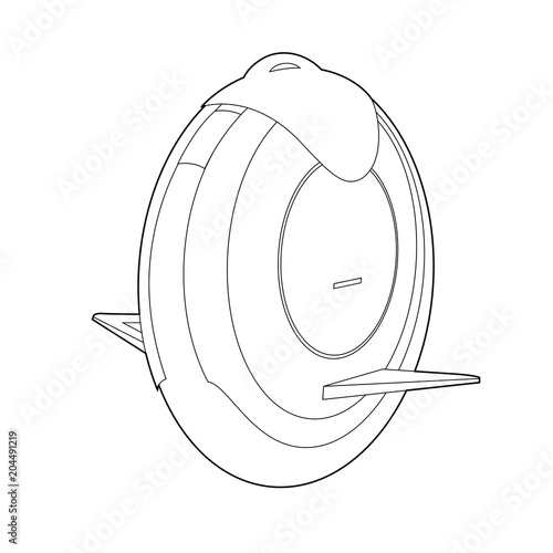 Line art style unicycle icon. Balancing solo wheel symbol, modern eco urban transport.