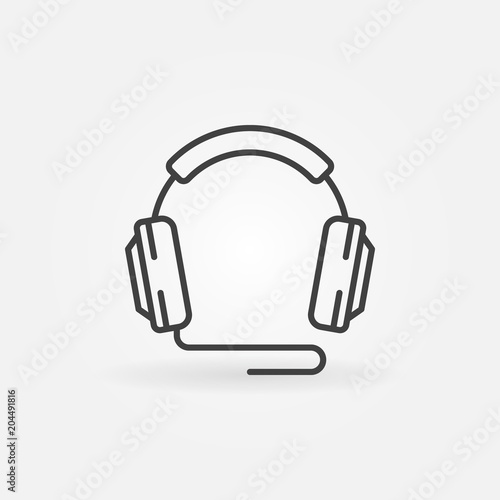 Wired headphones outline vector icon or design element