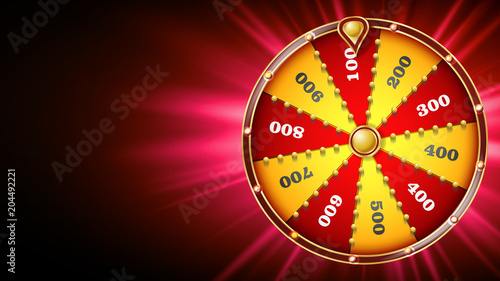 Fortune Wheel Design Vector. Casino Game Of Chance. Luck Sign. Lottery Design Brochure. Glowing Illustration