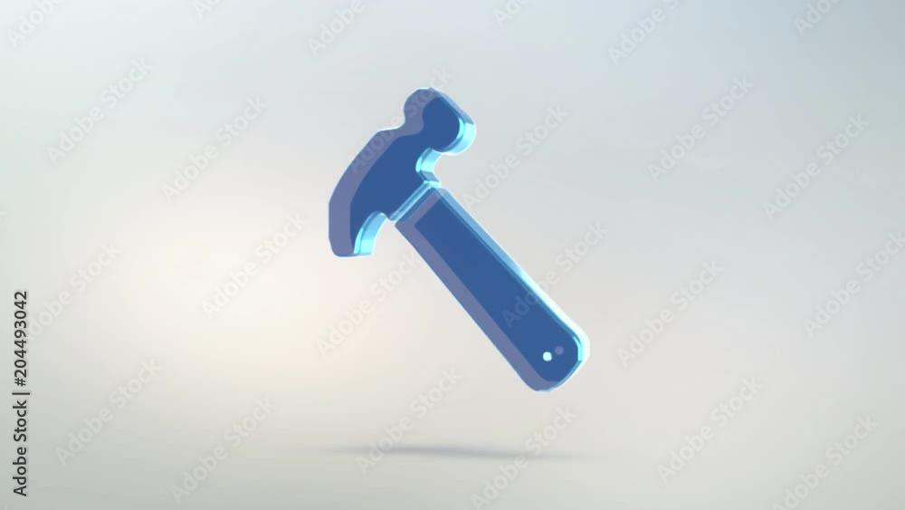 Animation of hammer icon with alpha channel. isolated hand tools hammer