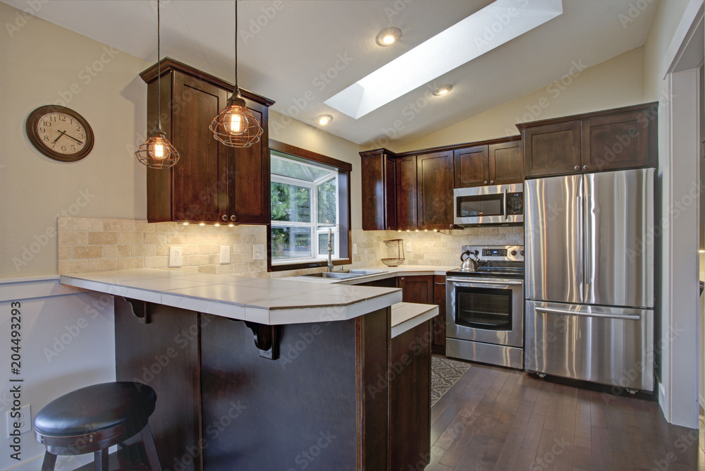 Remodeled kitchen with skylights. Remodeled kitchen with skylights.