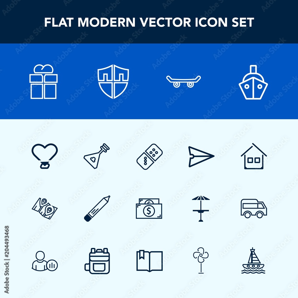 Modern, simple vector icon set with folk, board, building, stationery, road, present, boat, musical, pen, package, play, architecture, money, game, vessel, white, pencil, transport, web, pin icons Modern, simple vector icon set with folk, board, building, stationery, road, present, boat, musical, pen, package, play, architecture, money, game, vessel, white, pencil, transport, web, pin icons