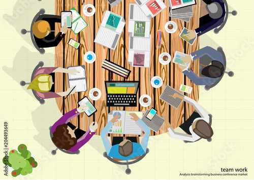 Business Meeting Training  Brainstorm for Success Creativity  Idea and  Plan  think analyze creative work,flat design illustration.