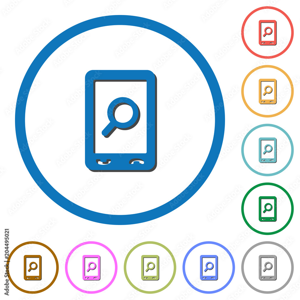 Mobile search icons with shadows and outlines Mobile search icons with shadows and outlines