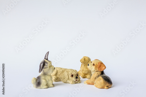 Decorative porcelain dogs isolated on a white background