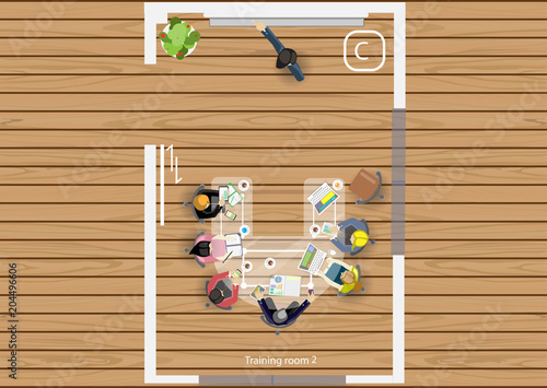 Business Meeting Training  Brainstorm for Success Creativity  Idea and  Plan  think analyze creative work,flat design illustration.