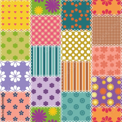 patchwork background with different patterns