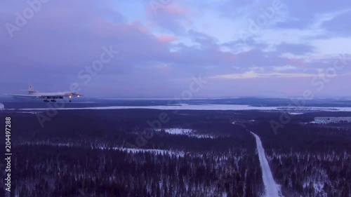 Tu-160 aircraft comes to land photo