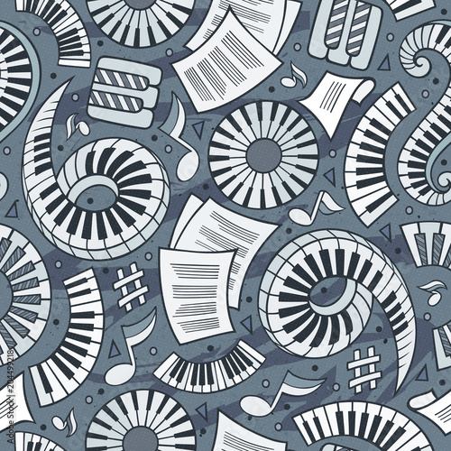 Cartoon hand-drawn Classic music seamless pattern