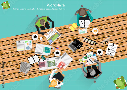 Business Meeting Training  Brainstorm for Success Creativity  Idea and  Plan  think analyze creative work,flat design illustration.