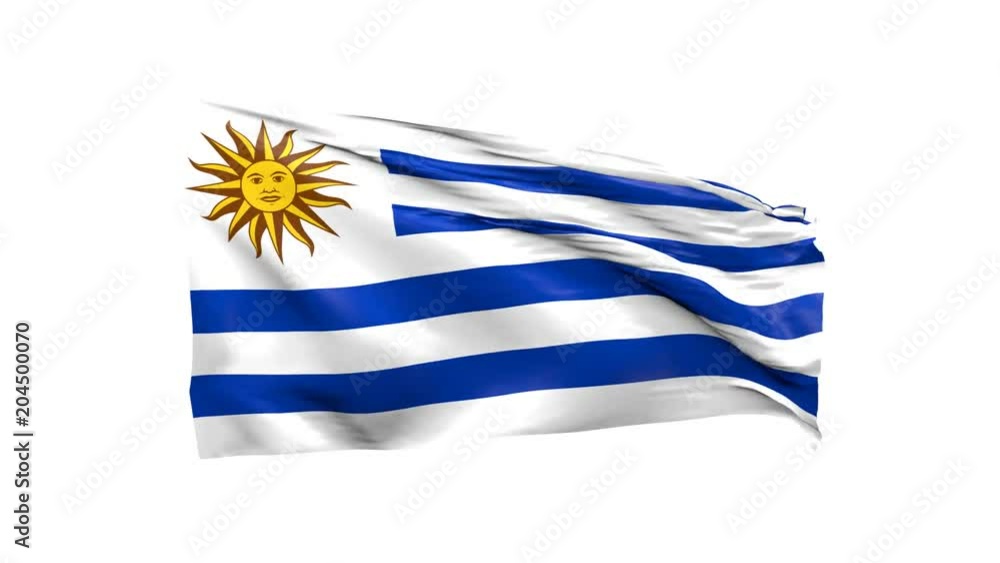 Waving flag of Uruguay, 3d animation Waving flag of Uruguay, 3d animation
