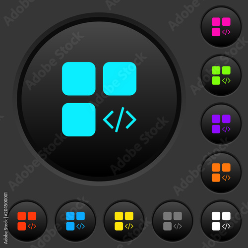 Component programming dark push buttons with color icons