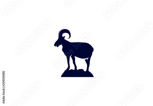 Vector Logo Of Wild Ram On Mountain