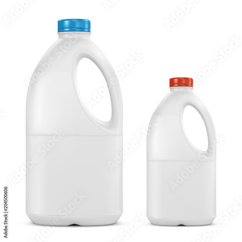 gallon milk bottle plastic containers on white background