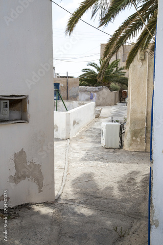 mediterranean village scene with palmtree and washing machine © pinot-noir