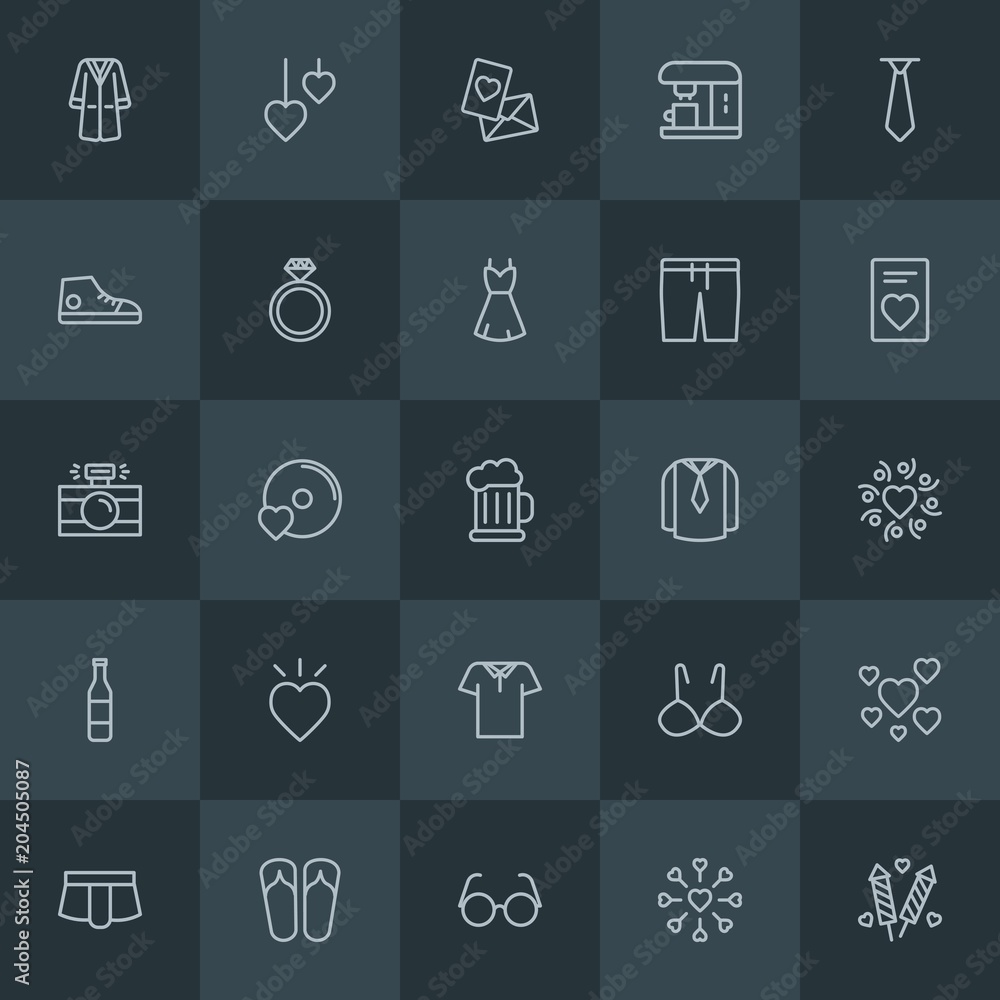 Modern Simple Set of clothes, drinks, valentine Vector outline Icons. Contains such Icons as firework, record, royal, comfortable, cup and more on dark background. Fully Editable. Pixel Perfect. Modern Simple Set of clothes, drinks, valentine Vector outline Icons. Contains such Icons as firework, record, royal, comfortable, cup and more on dark background. Fully Editable. Pixel Perfect.