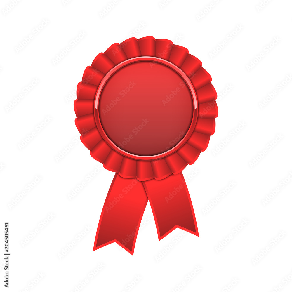 Red award rosette with ribbon Red award rosette with ribbon