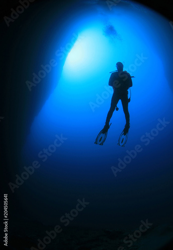 diver in the cave