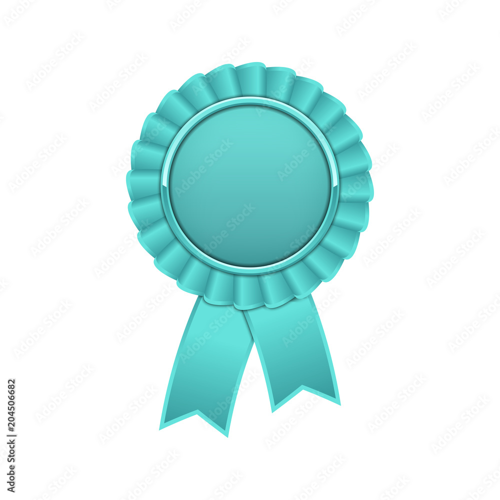 Cyan award rosette with ribbon Cyan award rosette with ribbon