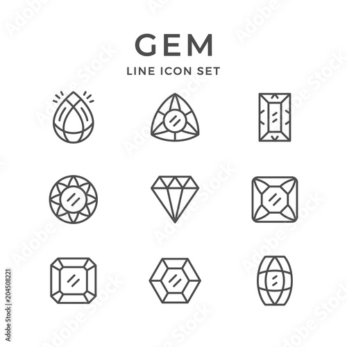 Set line icons of gem