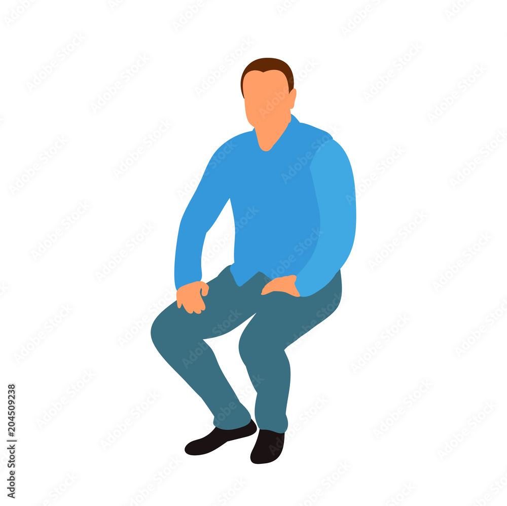 vector, isolated, flat style, man sitting vector, isolated, flat style, man sitting