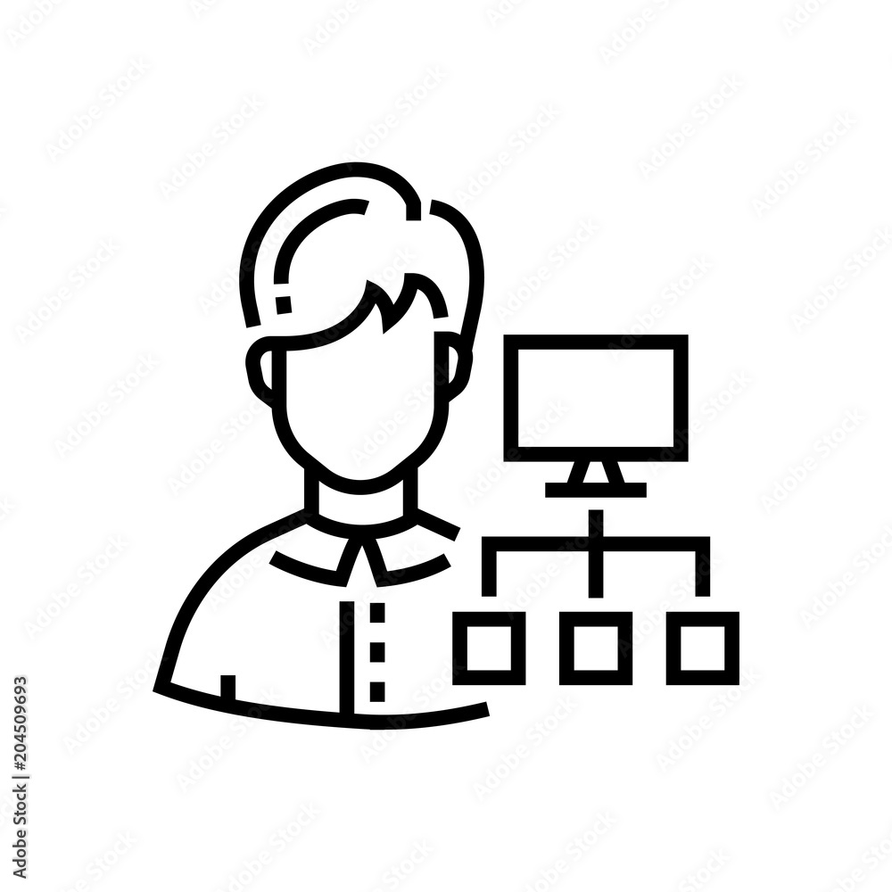 Social networking - line design single isolated icon Social networking - line design single isolated icon