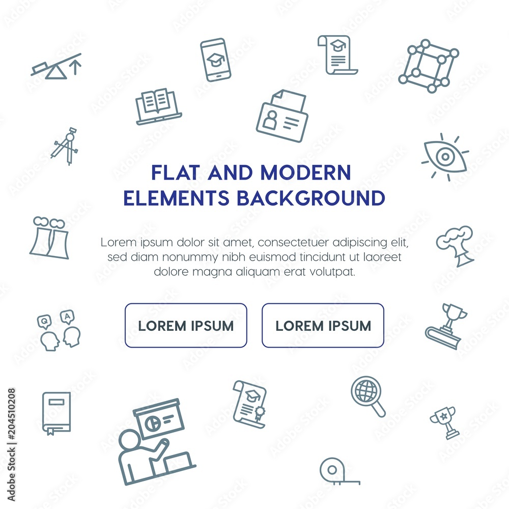 Fotografie science, education outline vector icons and elements background concept on white background