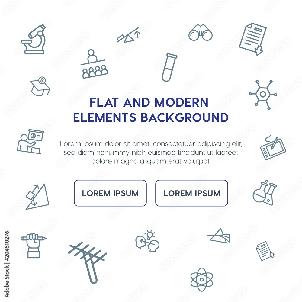 Fotografie science, education outline vector icons and elements background concept on white background