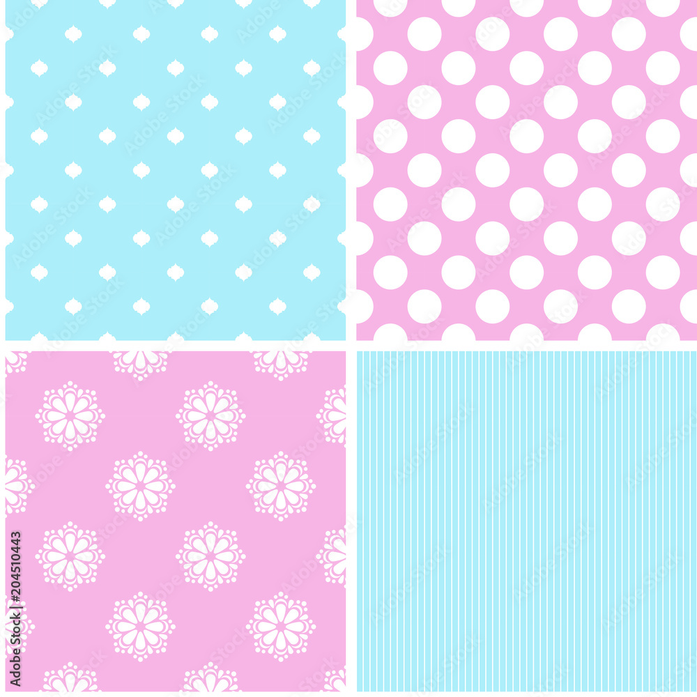 Chic different vector seamless patterns.