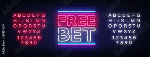 Free Bet Neon sign vector. Light banner, bright night neon sign on the topic of betting, gambling. Editing text neon sign