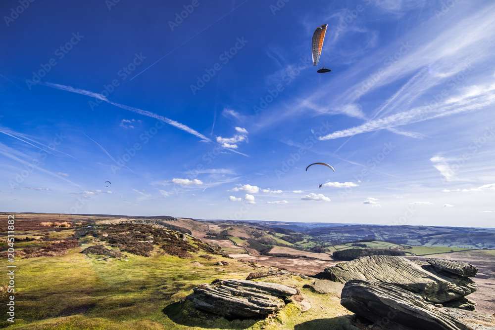 Paragliders, Peak District, United Kingdom