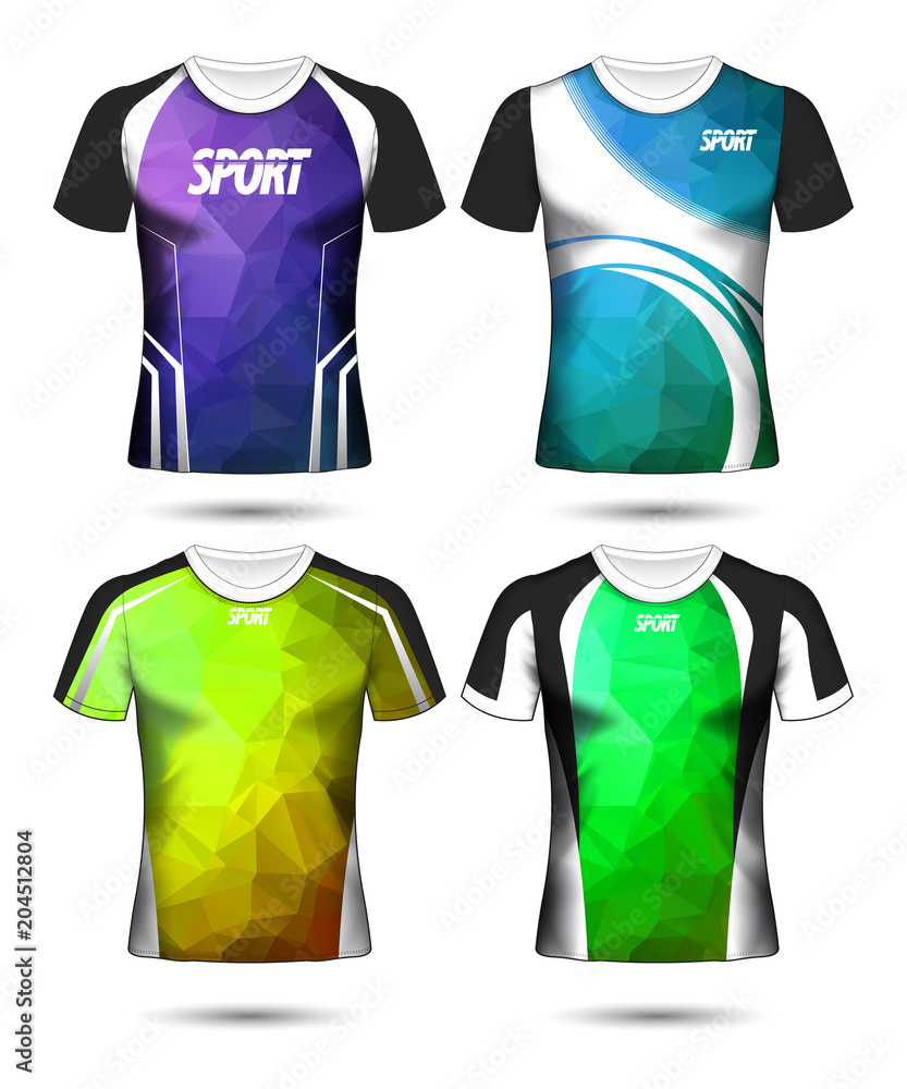 Set of Soccer sport t-shirt layout design poly template and polo shirt vector illustration Set of Soccer sport t-shirt layout design poly template and polo shirt vector illustration