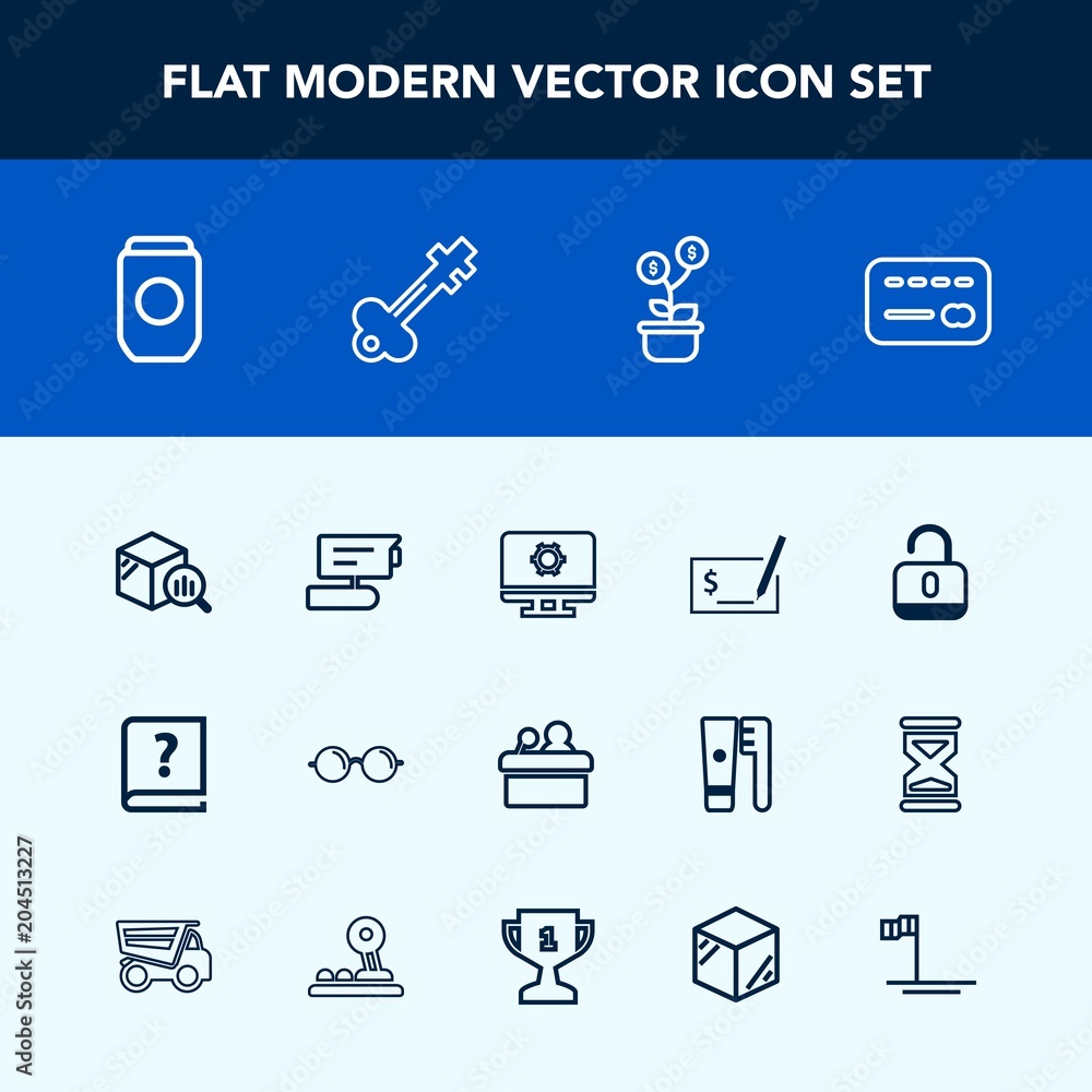 Modern, simple vector icon set with tv, trend, pay, pen, can, public, bank, eye, paper, finance, money, book, metal, tree, old, unlock, business, technology, setting, glasses, check, aluminum icons Modern, simple vector icon set with tv, trend, pay, pen, can, public, bank, eye, paper, finance, money, book, metal, tree, old, unlock, business, technology, setting, glasses, check, aluminum icons