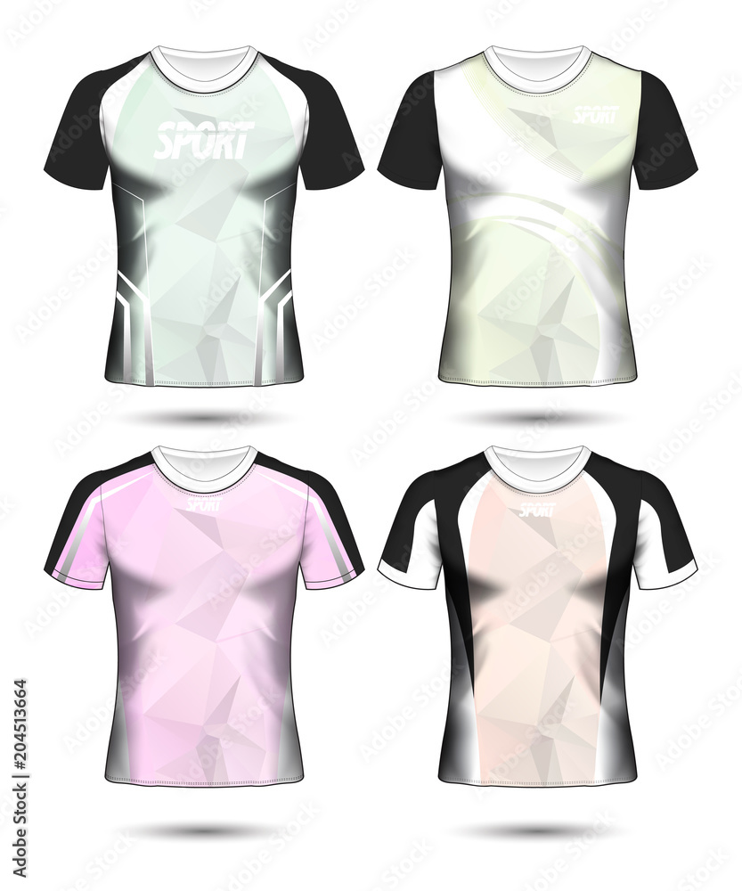 Set of Soccer sport t-shirt layout design poly template and polo shirt vector illustration Set of Soccer sport t-shirt layout design poly template and polo shirt vector illustration