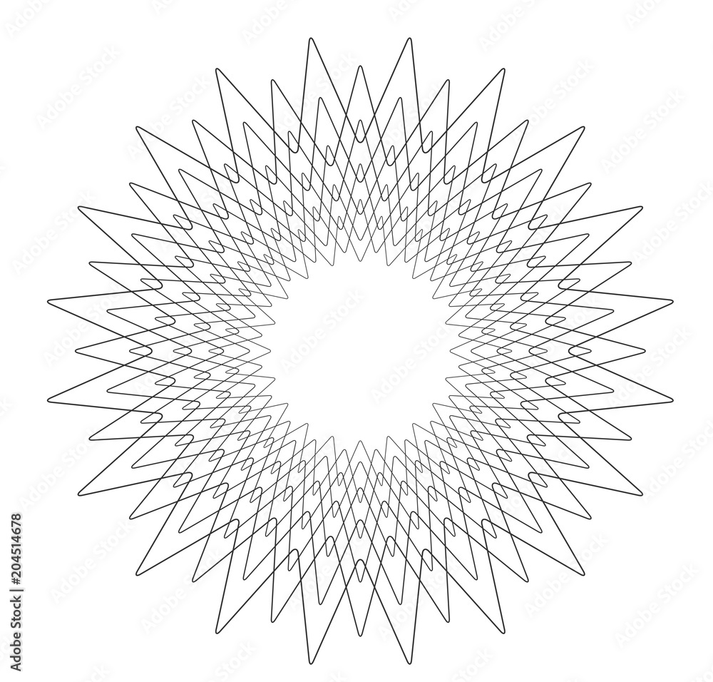 star spiral with rotation effect, black and white star template design element, abstract vortex background