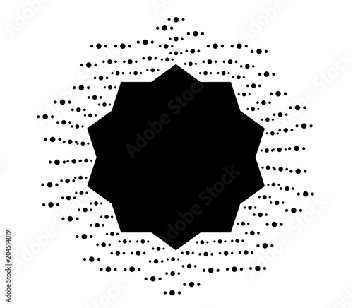 star transformation pattern with dot particles, space background with halftone effect, star effect isolated vector, starburst design background element