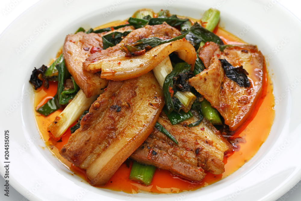 traditional twice cooked pork, Sichuan style chinese dish traditional twice cooked pork, Sichuan style chinese dish