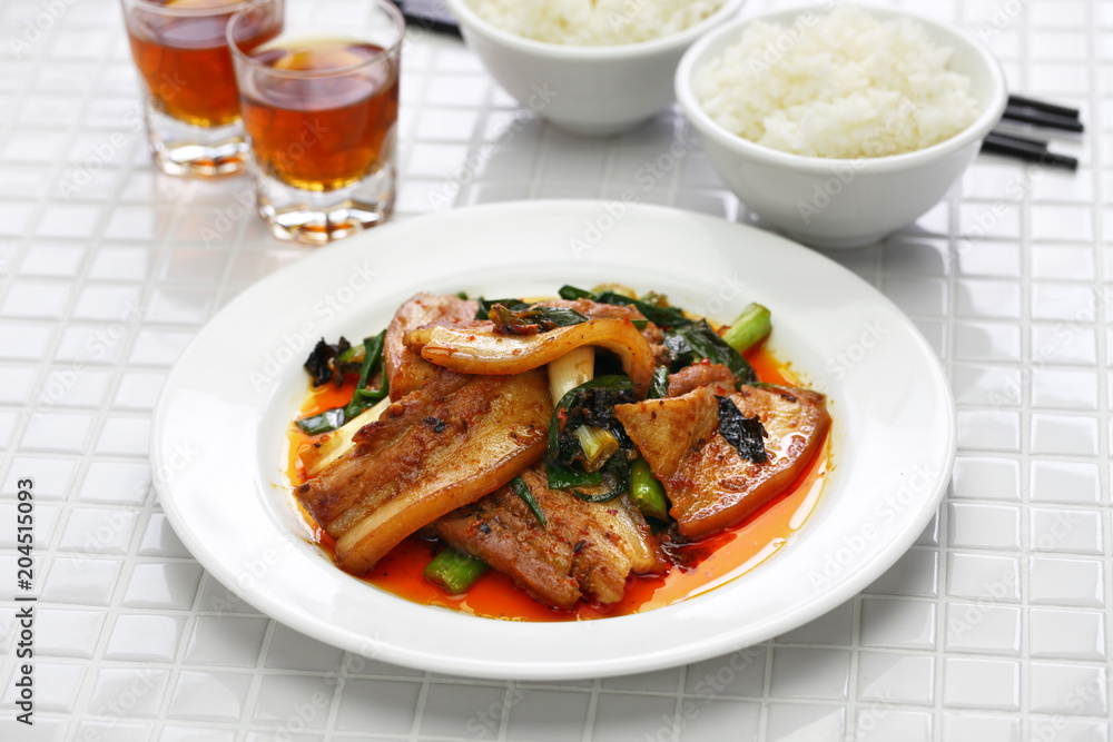 traditional twice cooked pork, Sichuan style chinese dish