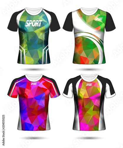 Set of Soccer sport t-shirt layout design poly template and polo shirt vector illustration