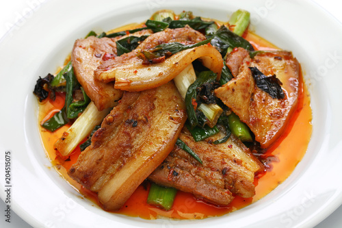 traditional twice cooked pork, Sichuan style chinese dish photo