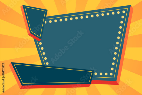 BannerVintage01Vintage 50s background banner with copy space for text. Composition with blue signal, light point and bright ray on background. Vector illustration. photo